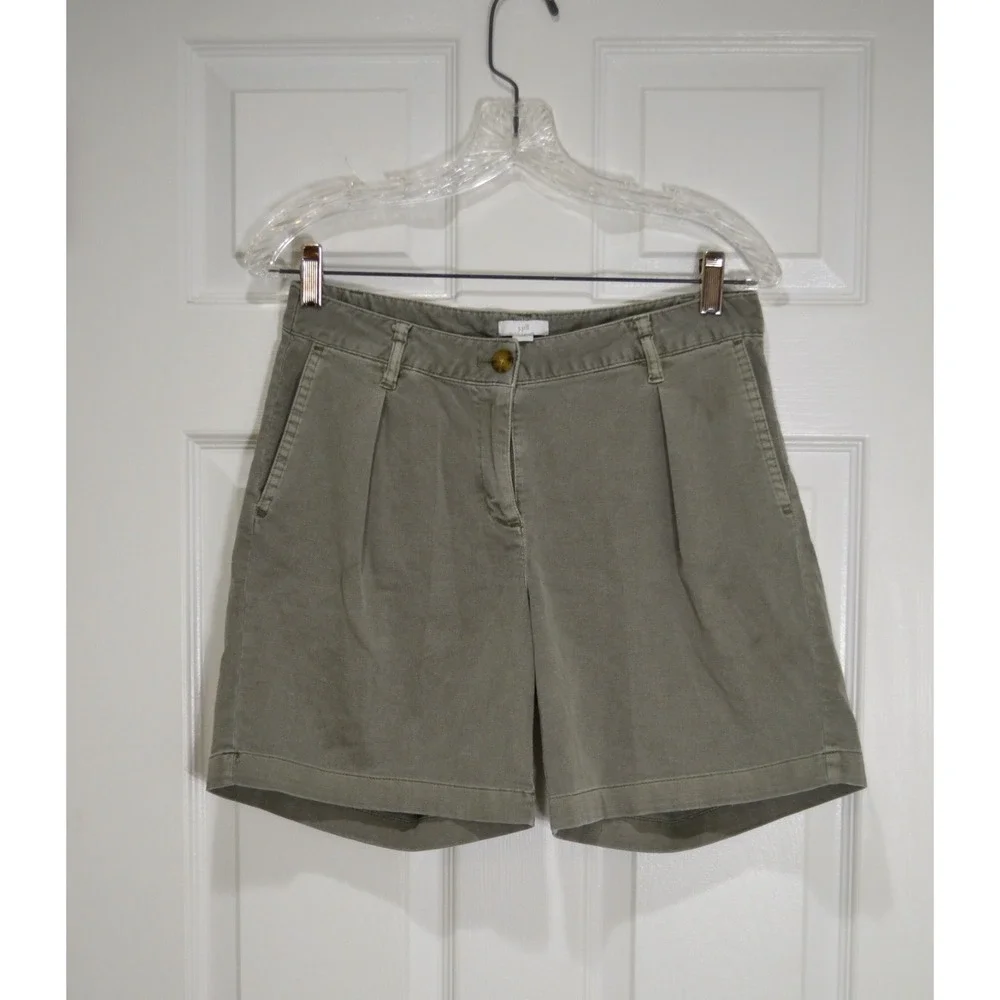 J. Jill Caraway Green Cotton Blend Shorts,‎ Mutiple Pockets,  Size 2 Petite